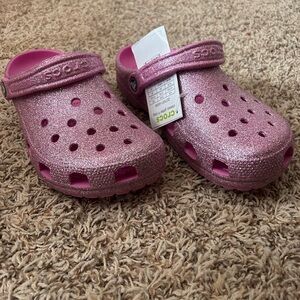 NWT Pink Glitter Crocs
